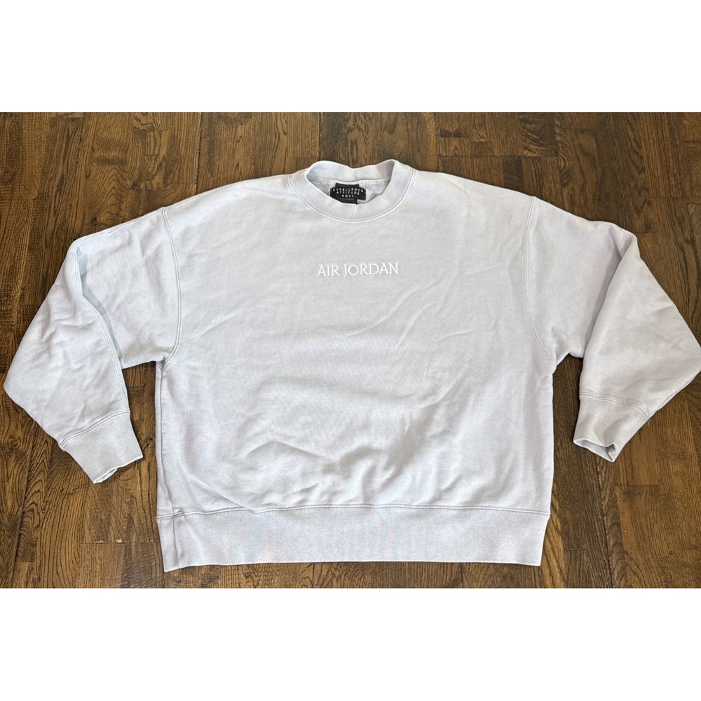 Air Jordan Wordmark Cropped Fleece Sweatshirt Gray Womens Medium Oversized Fit
